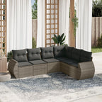 6-tlg. Garten-Sofagarnitur mit Kissen Grau Poly Rattan
