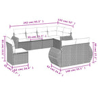 8-tlg. Garten-Sofagarnitur mit Kissen Braun Poly Rattan