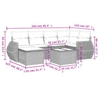 7-tlg. Garten-Sofagarnitur mit Kissen Schwarz Poly Rattan
