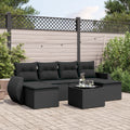 7-tlg. Garten-Sofagarnitur mit Kissen Schwarz Poly Rattan
