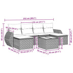 7-tlg. Garten-Sofagarnitur mit Kissen Schwarz Poly Rattan