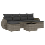 7-tlg. Garten-Sofagarnitur mit Kissen Grau Poly Rattan