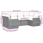 6-tlg. Garten-Sofagarnitur mit Kissen Schwarz Poly Rattan