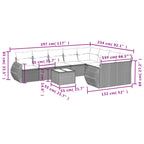 10-tlg. Garten-Sofagarnitur mit Kissen Grau Poly Rattan