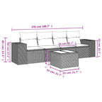 5-tlg. Garten-Sofagarnitur mit Kissen Braun Poly Rattan