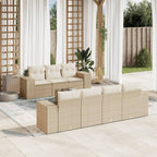 8-tlg. Garten-Sofagarnitur mit Kissen Beige Poly Rattan