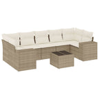 8-tlg. Garten-Sofagarnitur mit Kissen Beige Poly Rattan