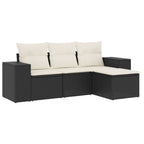 4-tlg. Garten-Sofagarnitur mit Kissen Schwarz Poly Rattan
