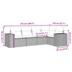 5-tlg. Garten-Sofagarnitur mit Kissen Hellgrau Poly Rattan
