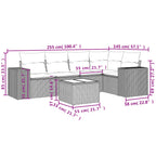 6-tlg. Garten-Sofagarnitur mit Kissen Braun Poly Rattan