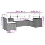 5-tlg. Garten-Sofagarnitur mit Kissen Hellgrau Poly Rattan
