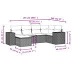 6-tlg. Garten-Sofagarnitur mit Kissen Braun Poly Rattan