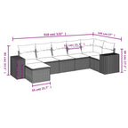 7-tlg. Garten-Sofagarnitur mit Kissen Braun Poly Rattan