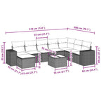 9-tlg. Garten-Sofagarnitur mit Kissen Schwarz Poly Rattan