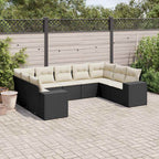 9-tlg. Garten-Sofagarnitur mit Kissen Schwarz Poly Rattan