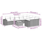 10-tlg. Garten-Sofagarnitur mit Kissen Schwarz Poly Rattan