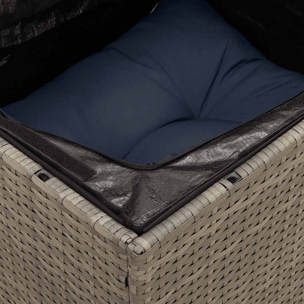 4-tlg. Garten-Sofagarnitur mit Kissen Grau Poly Rattan
