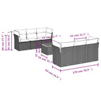 7-tlg. Garten-Sofagarnitur mit Kissen Schwarz Poly Rattan