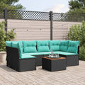 7-tlg. Garten-Sofagarnitur mit Kissen Schwarz Poly Rattan