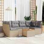 7-tlg. Garten-Sofagarnitur mit Kissen Beige Poly Rattan