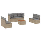 8-tlg. Garten-Sofagarnitur mit Kissen Beige Poly Rattan