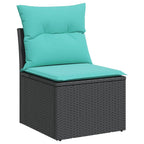 8-tlg. Garten-Sofagarnitur mit Kissen Schwarz Poly Rattan