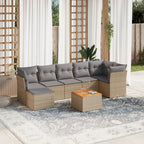 8-tlg. Garten-Sofagarnitur mit Kissen Beige Poly Rattan