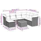 8-tlg. Garten-Sofagarnitur mit Kissen Schwarz Poly Rattan