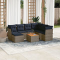 8-teiliges Gartensofa-Set mit Kissen, grau, Polyrattan