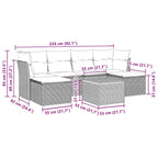 7-tlg. Garten-Sofagarnitur mit Kissen Schwarz Poly Rattan
