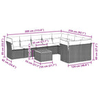 10-tlg. Garten-Sofagarnitur mit Kissen Schwarz Poly Rattan