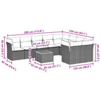 10-tlg. Garten-Sofagarnitur mit Kissen Grau Poly Rattan