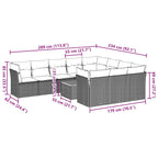 11-tlg. Garten-Sofagarnitur mit Kissen Grau Poly Rattan