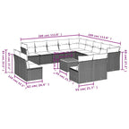 14-tlg. Garten-Sofagarnitur mit Kissen Grau Poly Rattan