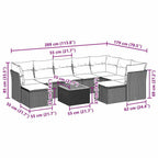10-tlg. Garten-Sofagarnitur mit Kissen Schwarz Poly Rattan