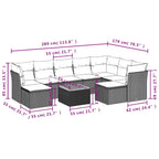10-teiliges Gartensofa-Set mit Kissen, grau, Polyrattan