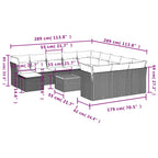 13-teiliges Gartensofa-Set mit Kissen, grau, Polyrattan