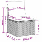 4-tlg. Garten-Sofagarnitur mit Kissen Grau Poly Rattan