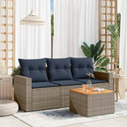 4-tlg. Garten-Sofagarnitur mit Kissen Grau Poly Rattan