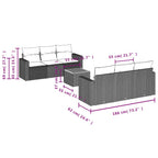 7-tlg. Garten-Sofagarnitur mit Kissen Schwarz Poly Rattan