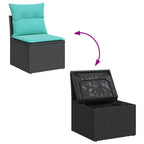 8-tlg. Garten-Sofagarnitur mit Kissen Schwarz Poly Rattan