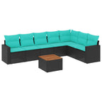 8-tlg. Garten-Sofagarnitur mit Kissen Schwarz Poly Rattan
