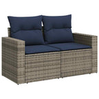 7-teiliges Gartensofa-Set mit Kissen, grau, Polyrattan