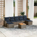 8-teiliges Gartensofa-Set mit Kissen, grau, Polyrattan
