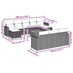 11-tlg. Garten-Sofagarnitur mit Kissen Schwarz Poly Rattan