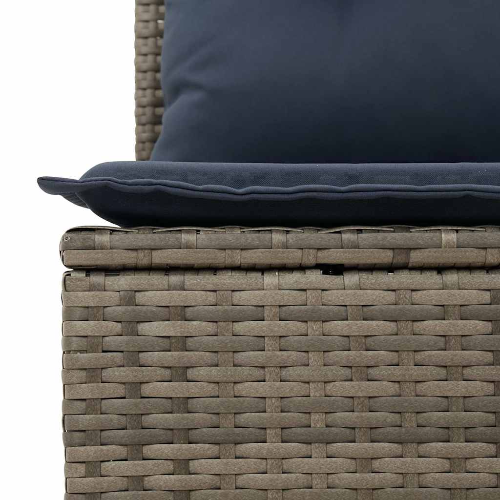 12-tlg. Garten-Sofagarnitur mit Kissen Grau Poly Rattan