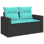 14-tlg. Garten-Sofagarnitur mit Kissen Schwarz Poly Rattan