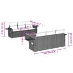 7-tlg. Garten-Sofagarnitur mit Kissen Schwarz Poly Rattan
