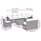 9-tlg. Garten-Sofagarnitur mit Kissen Schwarz Poly Rattan