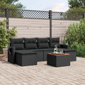 7-tlg. Garten-Sofagarnitur mit Kissen Schwarz Poly Rattan